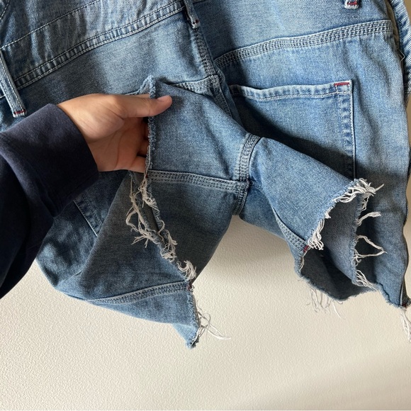 Free People Denim Shortalls Overall Shorts Size 28 - Picture 5 of 6